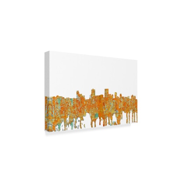 Marlene Watson 'Anchorage Alaska Skyline Rust' Canvas Art,16x24